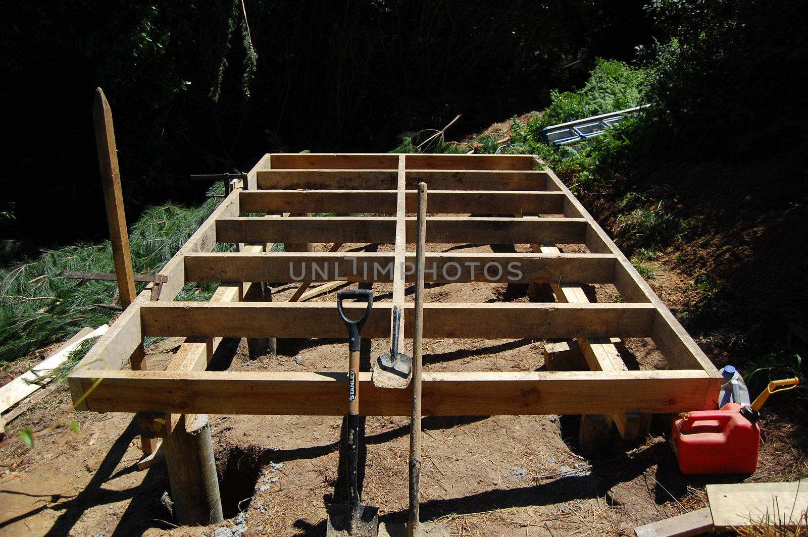 House timber foundation, farn in New Zealand