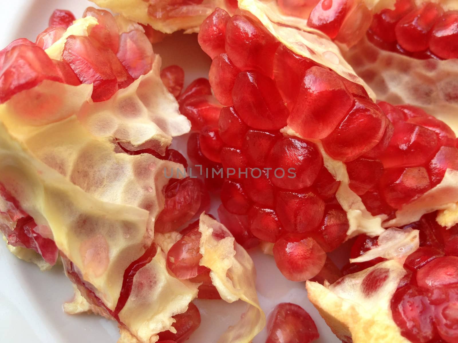 pomegranate open show her fresh seeds