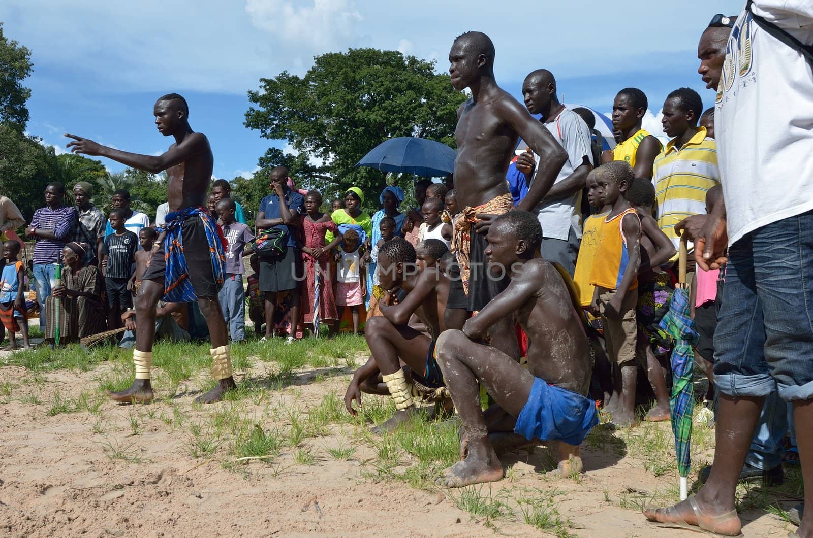 Kartiak, Senegal- September 27,2012: athletes waiting for to fight the traditional struggle of Senegal, this sport is the most ancient competitive discipline in Senegal, this sport is the most beloved in Senegal