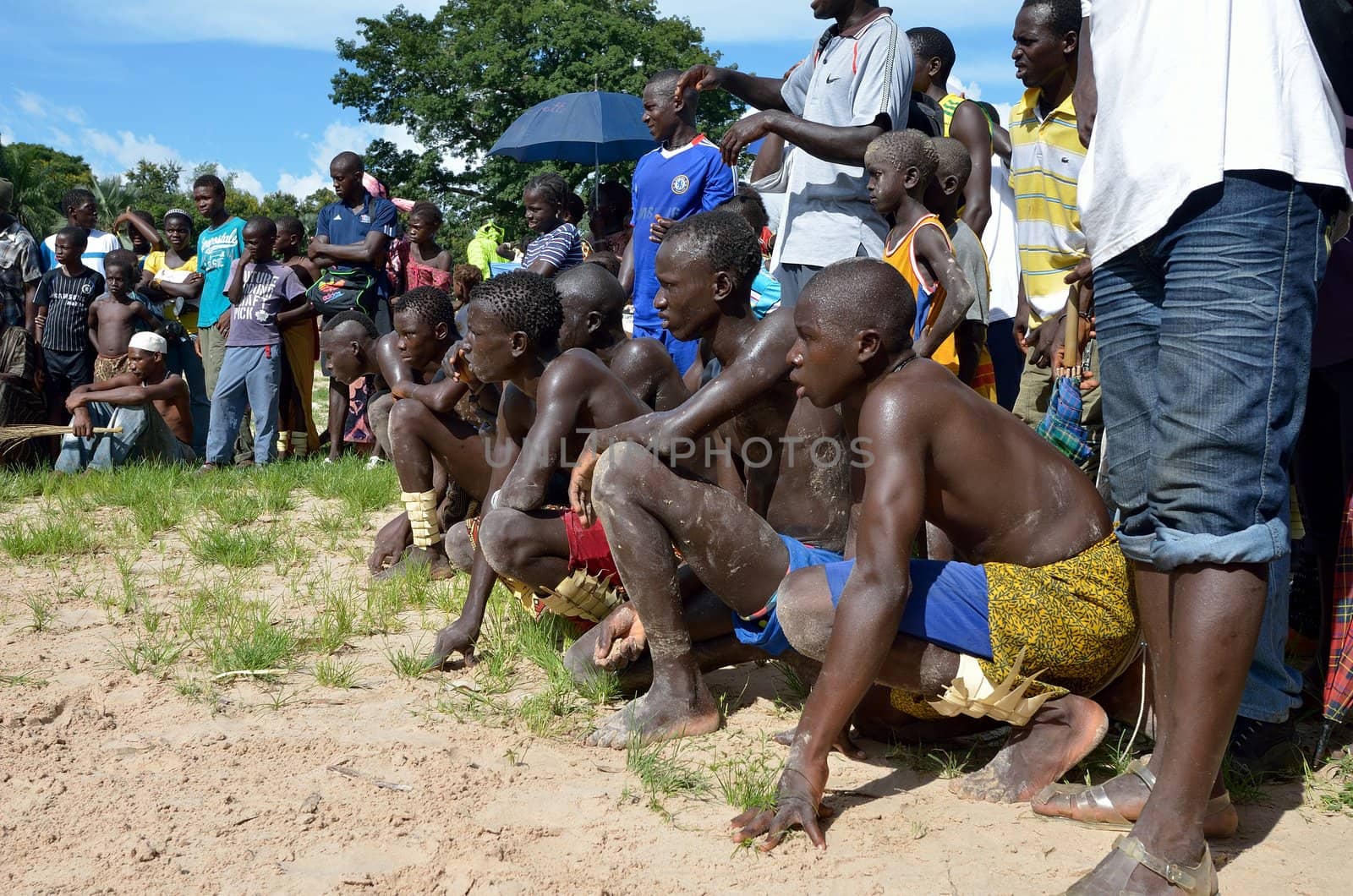 Kartiak, Senegal- September 27,2012: athletes waiting for to fight the traditional struggle of Senegal, this sport is the most ancient competitive discipline in Senegal, this sport is the most beloved in Senegal