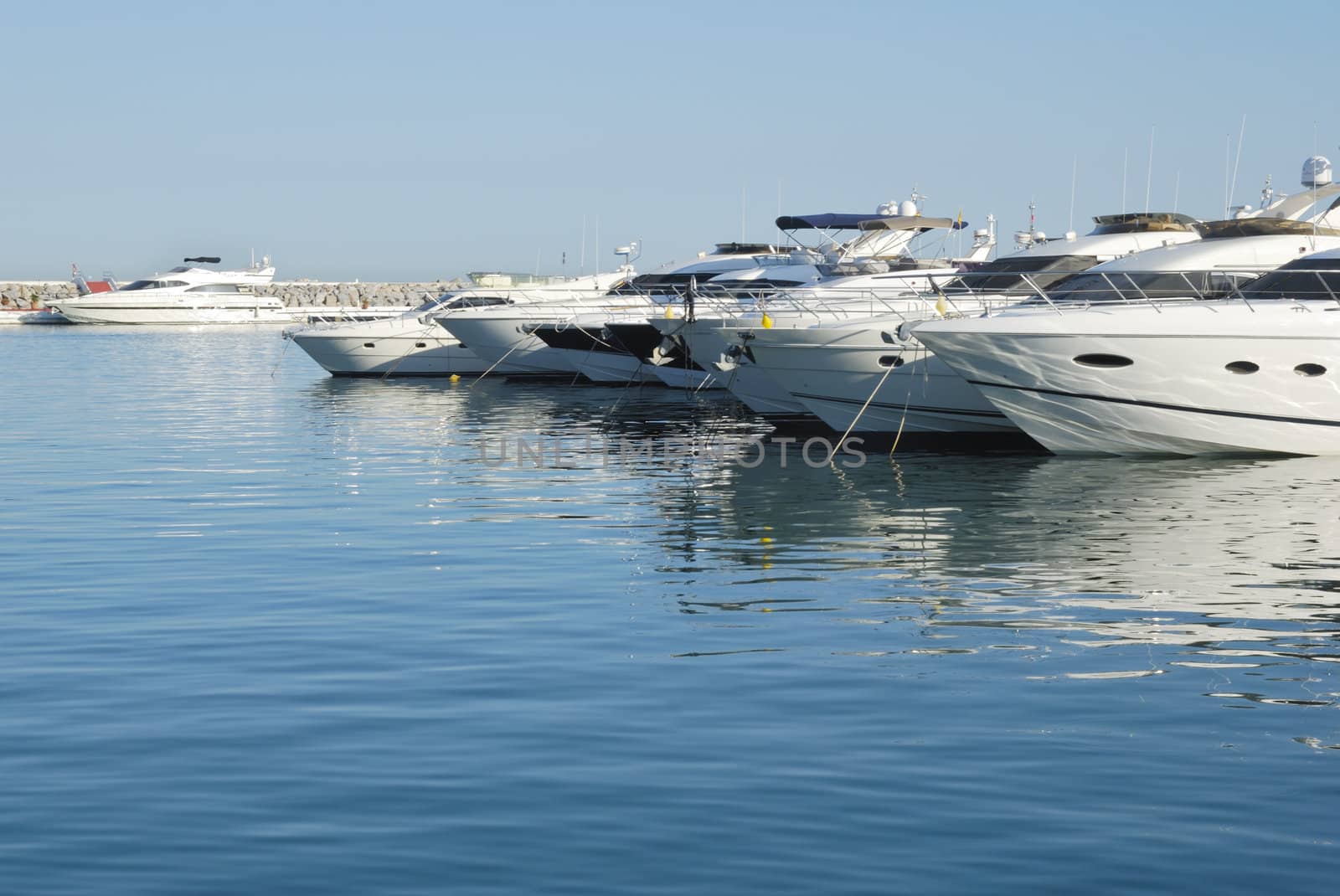 Yachts moored in the harbour, Puerto Banus, Marbella in the province of  Malaga, Andalusia, Spain, Western Europe.