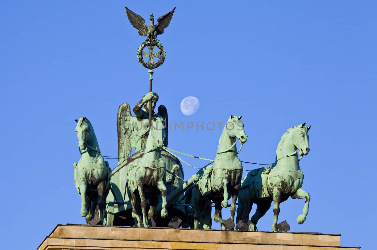 The quadriga on the Brandeburg Gate in Berlin, Germany.