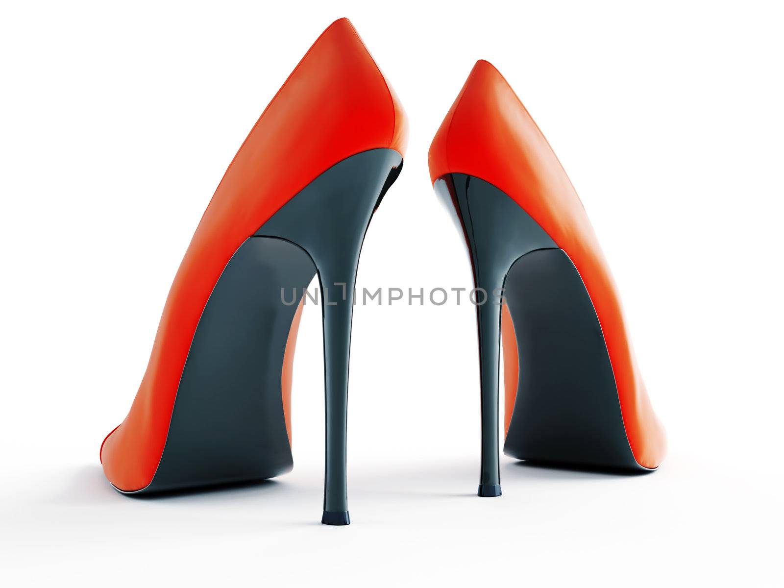 red high-heel shoes on a white background by Serp
