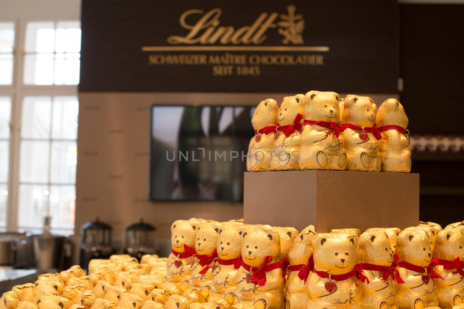 VIENNA - OCTOBER 4: The newly opened Lindt Chocolate Boutique at the famous Schoenbrunn Palace on October 4, 2012 in Vienna, Austria. Lindt is a world leading and traditional Swiss manufacturer of fine chocolate that was founded 1845 and is now present in more than 200 countries worldwide.