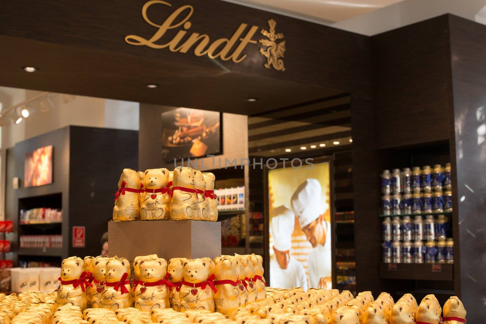 VIENNA - OCTOBER 4: The newly opened Lindt Chocolate Boutique at the famous Schoenbrunn Palace on October 4, 2012 in Vienna, Austria. Lindt is a world leading and traditional Swiss manufacturer of fine chocolate that was founded 1845 and is now present in more than 200 countries worldwide.