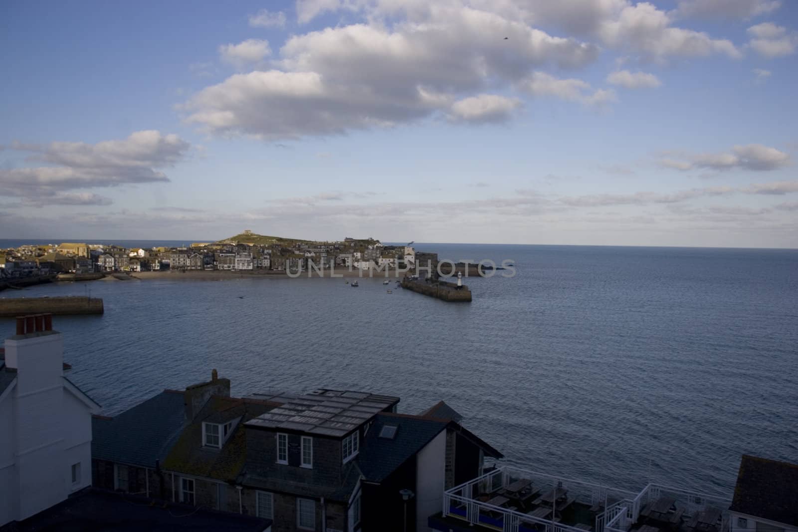 Town of St Ives with twinkling street lights