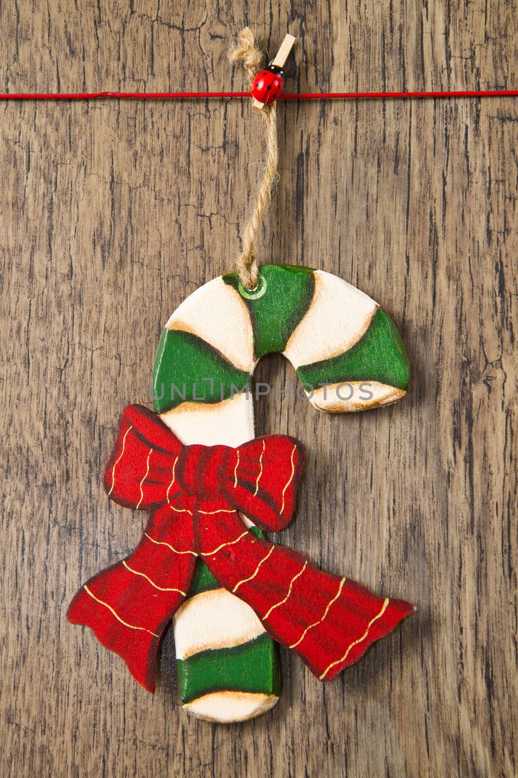 Christmas decoration over wooden background 