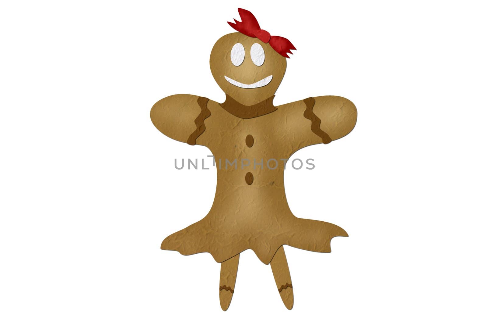 Mulberry paper gingerbread girl on with background.