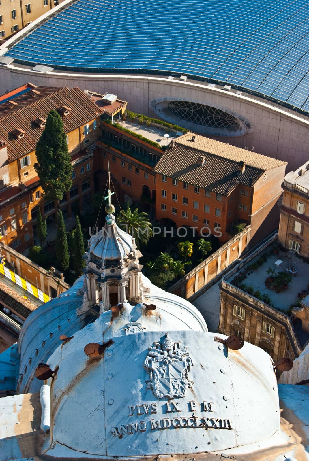 view of Rome from the rooftop of San Pietro