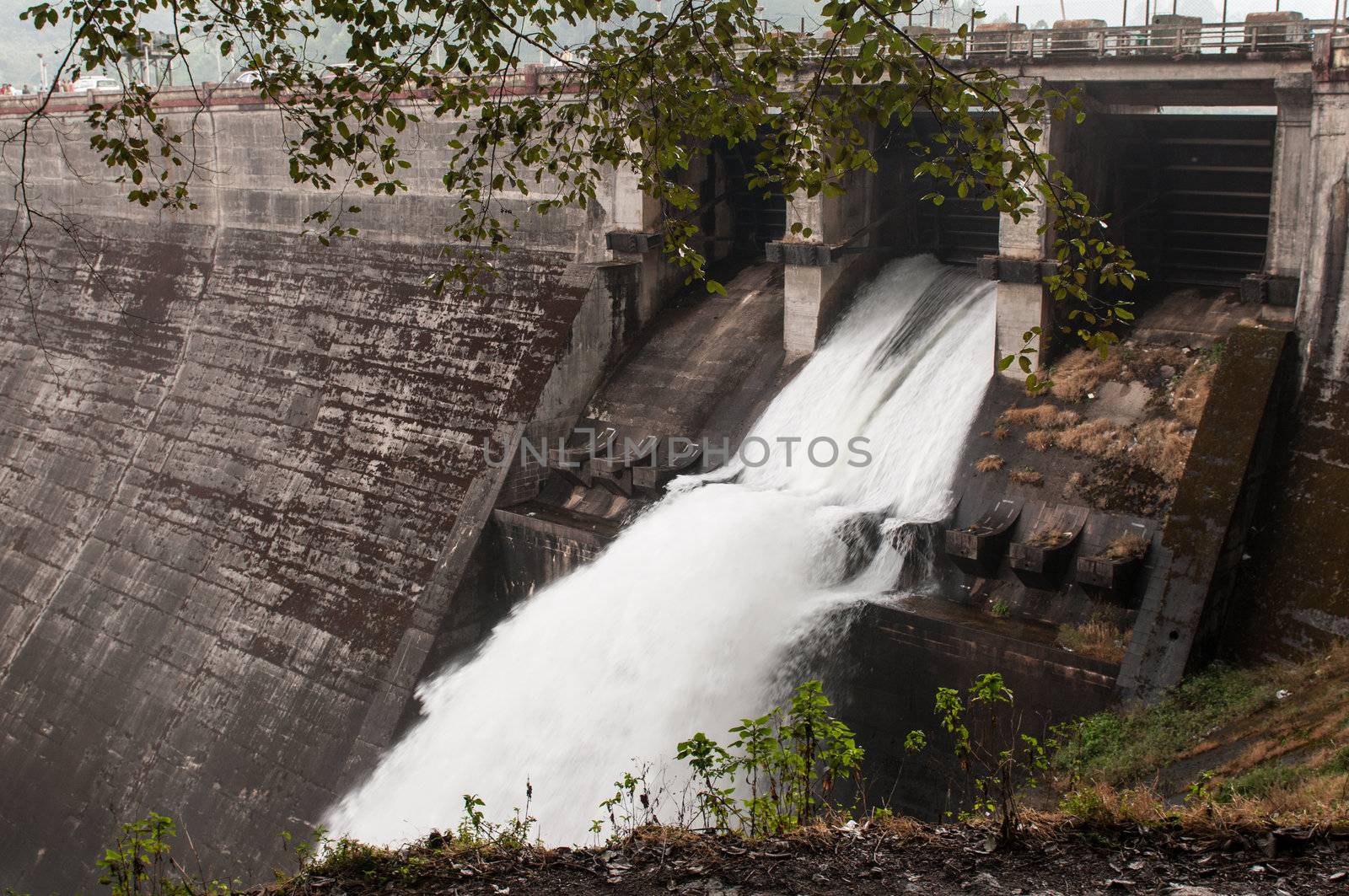 Water at full force during monsoon season at Munnar Kerala