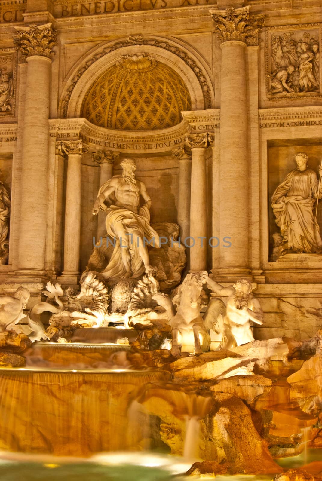 famous fountain Fontana di Trevi in Rome illuminated at night