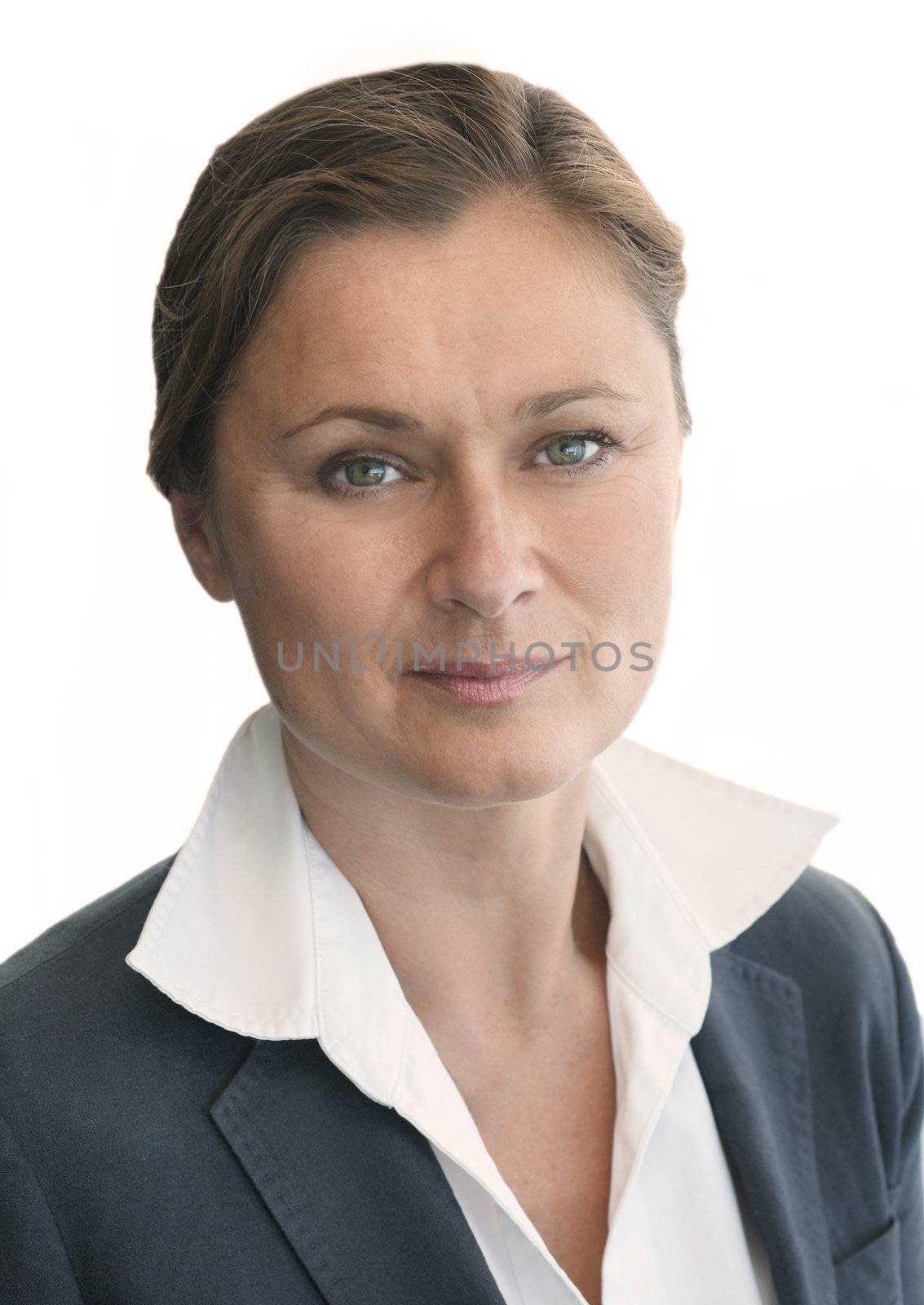 Portrait of business woman. Isolated on white