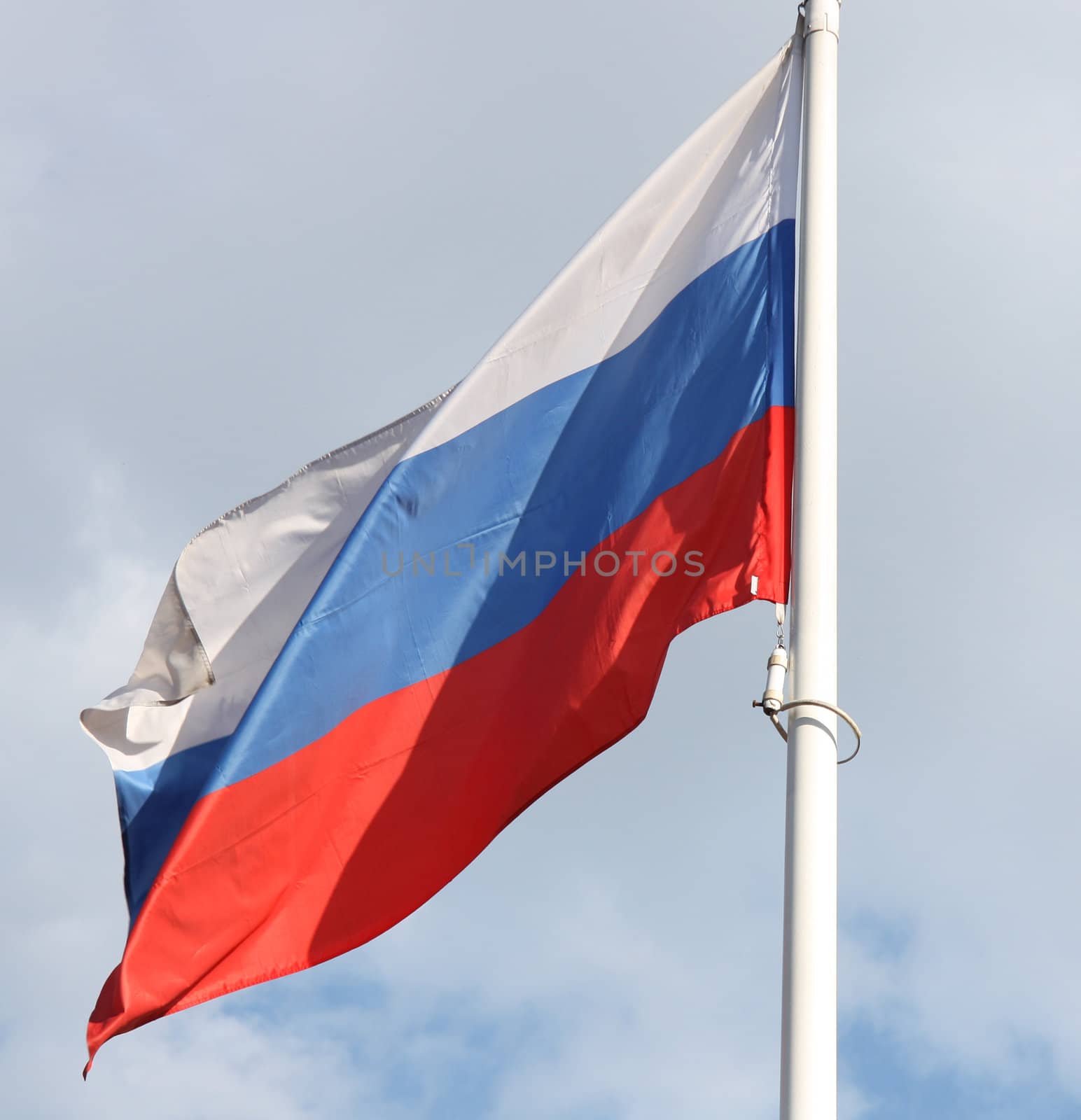 Russian flag blowing on a wind