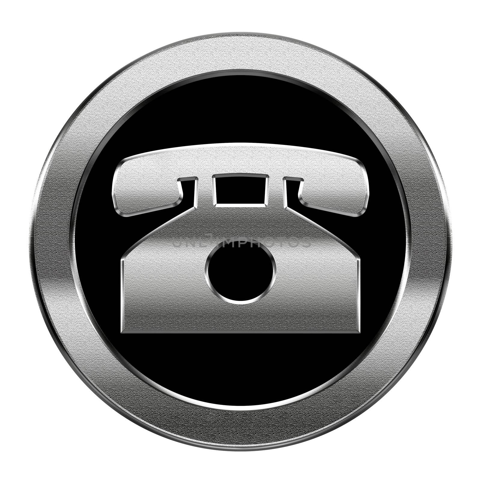 phone icon silver, isolated on white background.