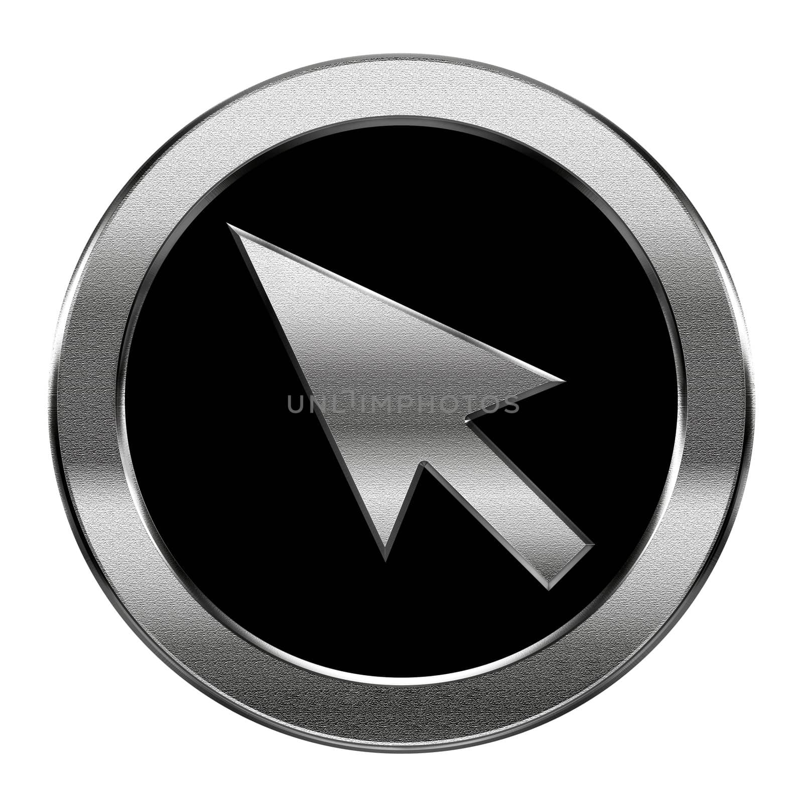 cursor icon silver, isolated on white background