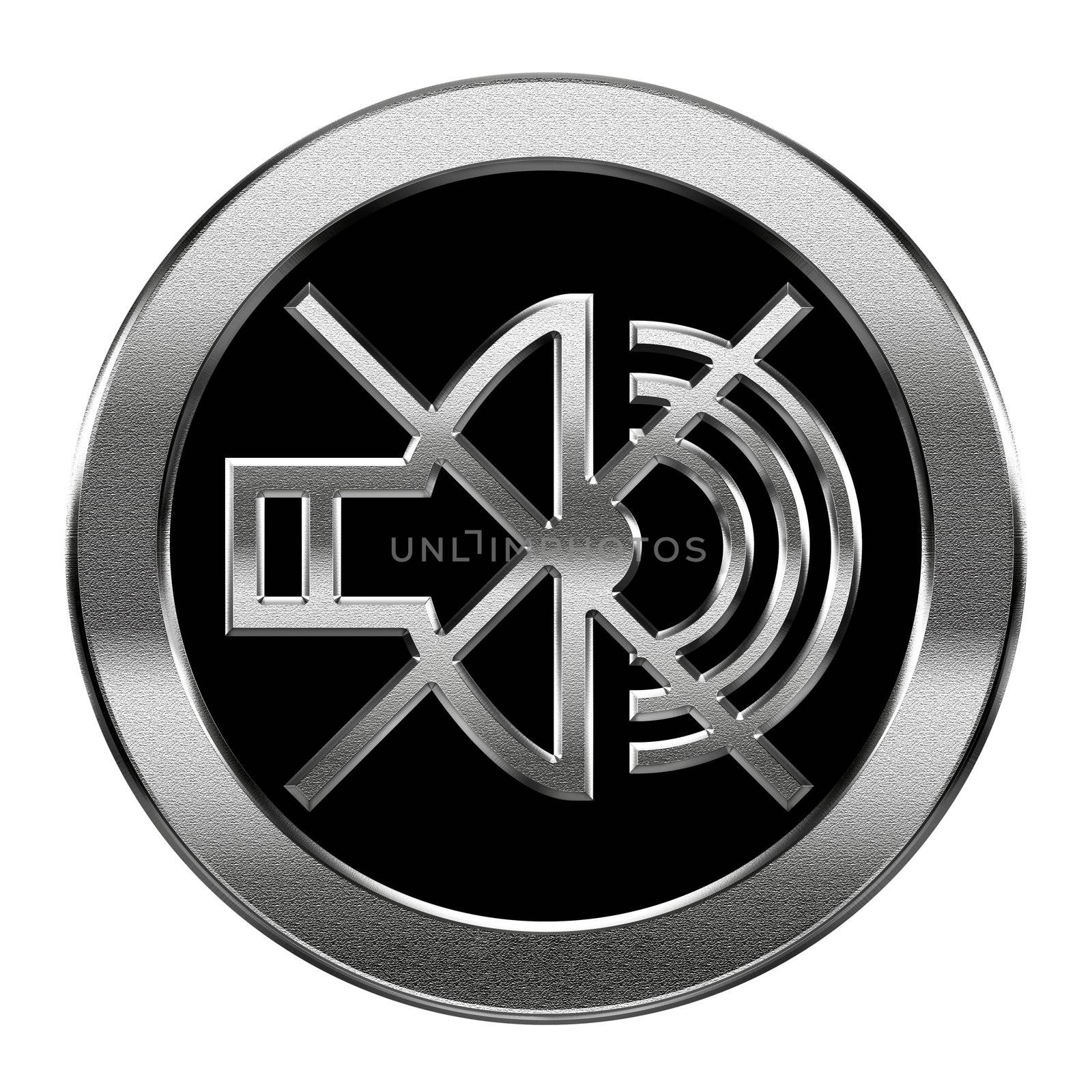 speaker off icon silver, isolated on white background.