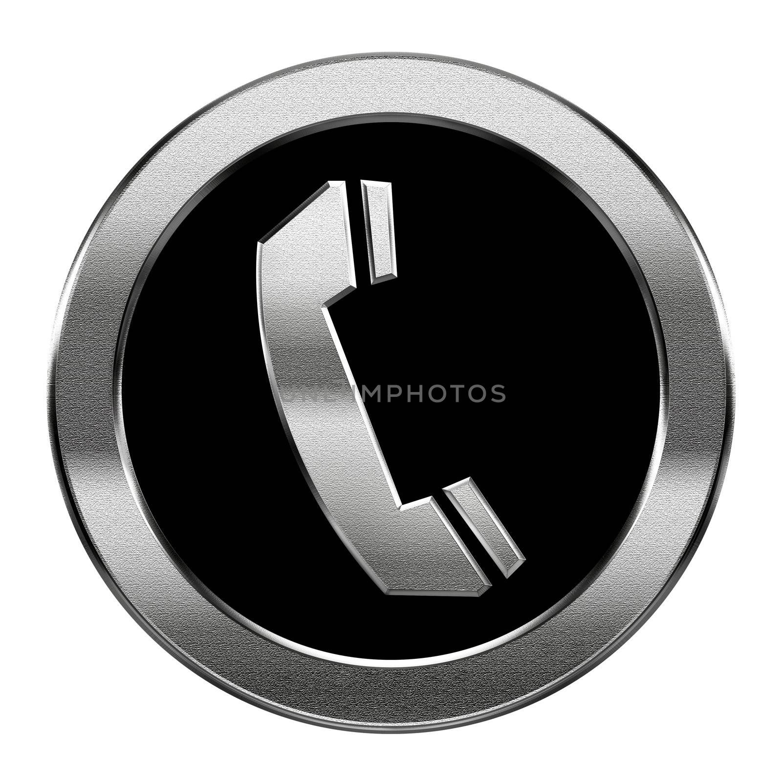 phone icon silver, isolated on white background.