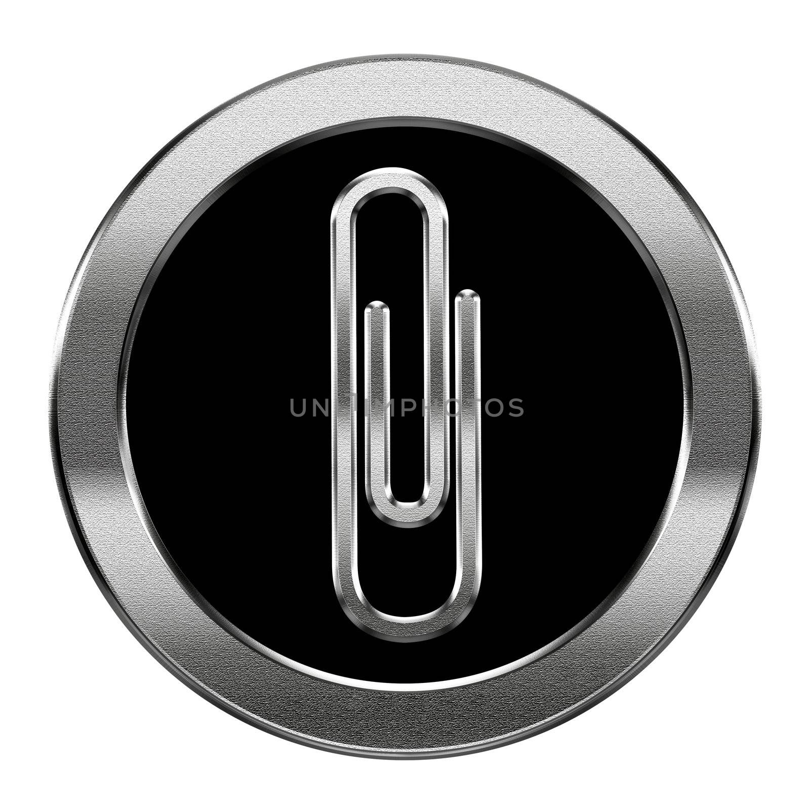 Paperclip icon silver, isolated on white background by zeffss