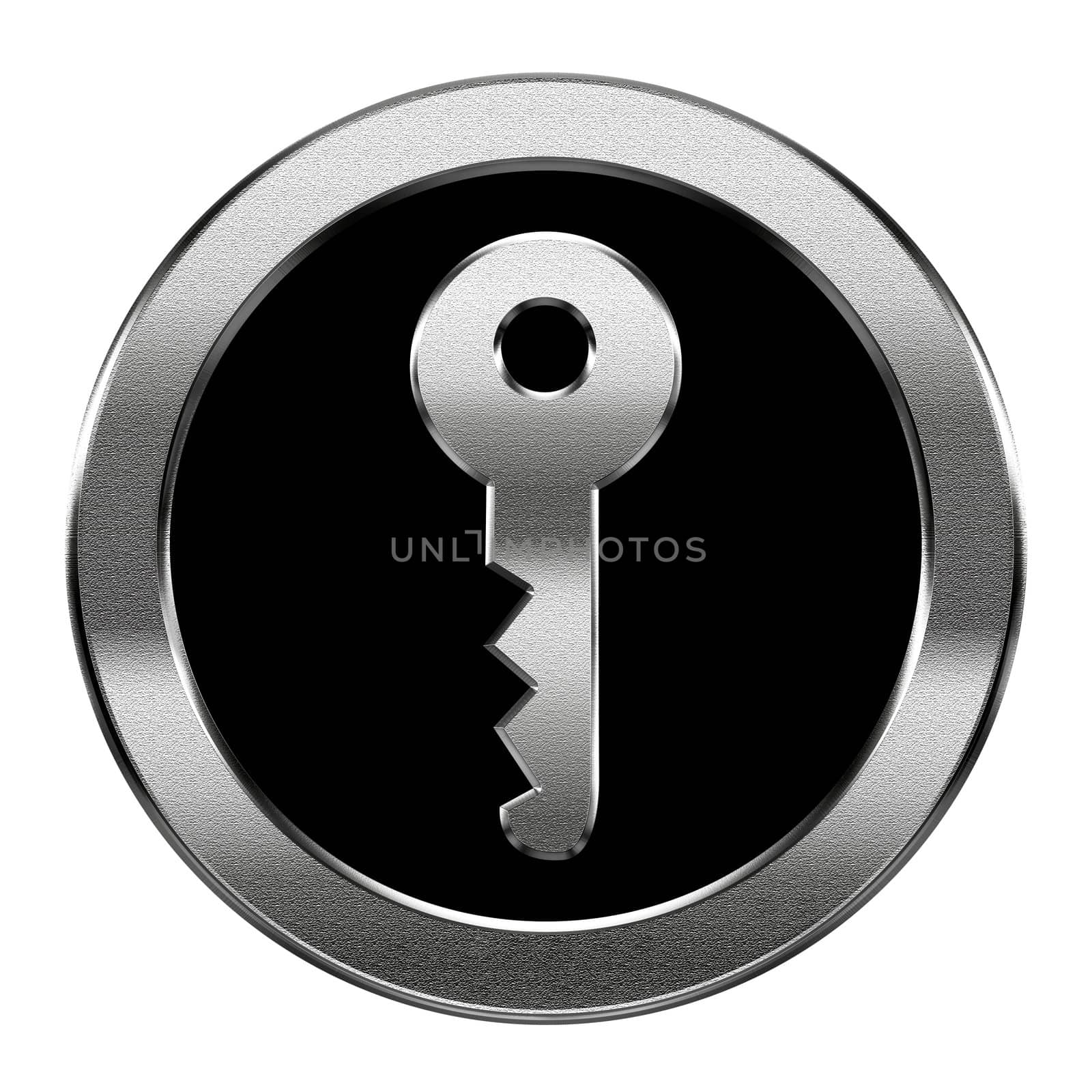 Key icon silver, isolated on white background