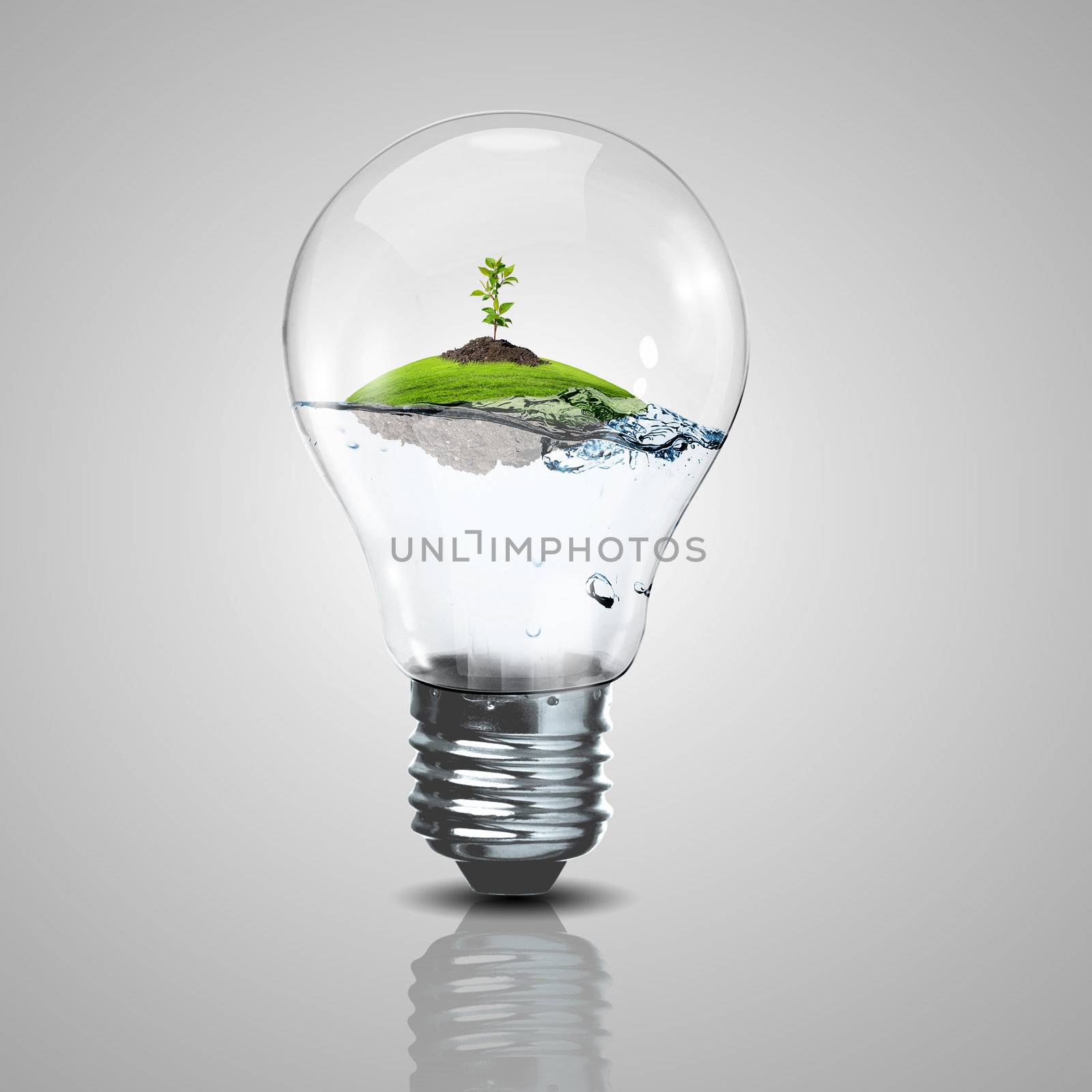 Green energy symbols, ecology concept, light bulb