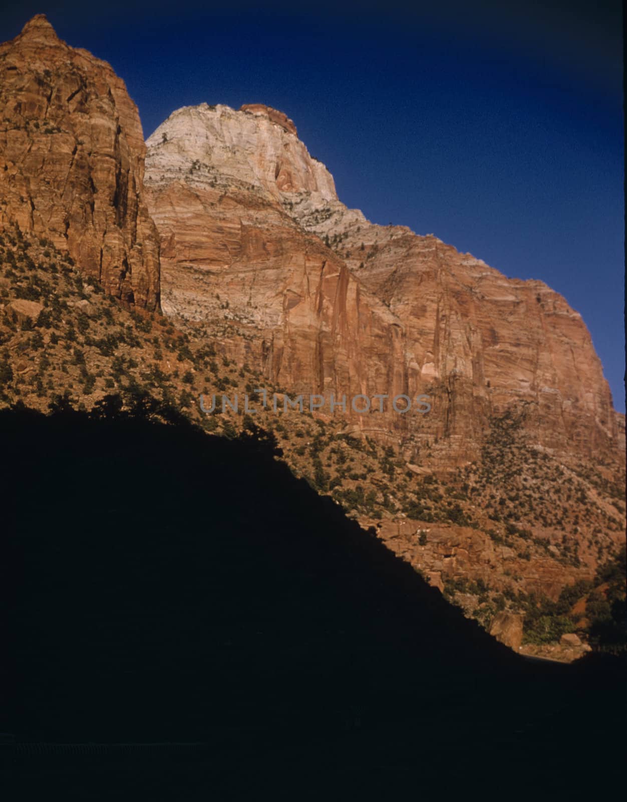 Red Cliff in Zion National Park against the blue sky, Zion National Park, Utah