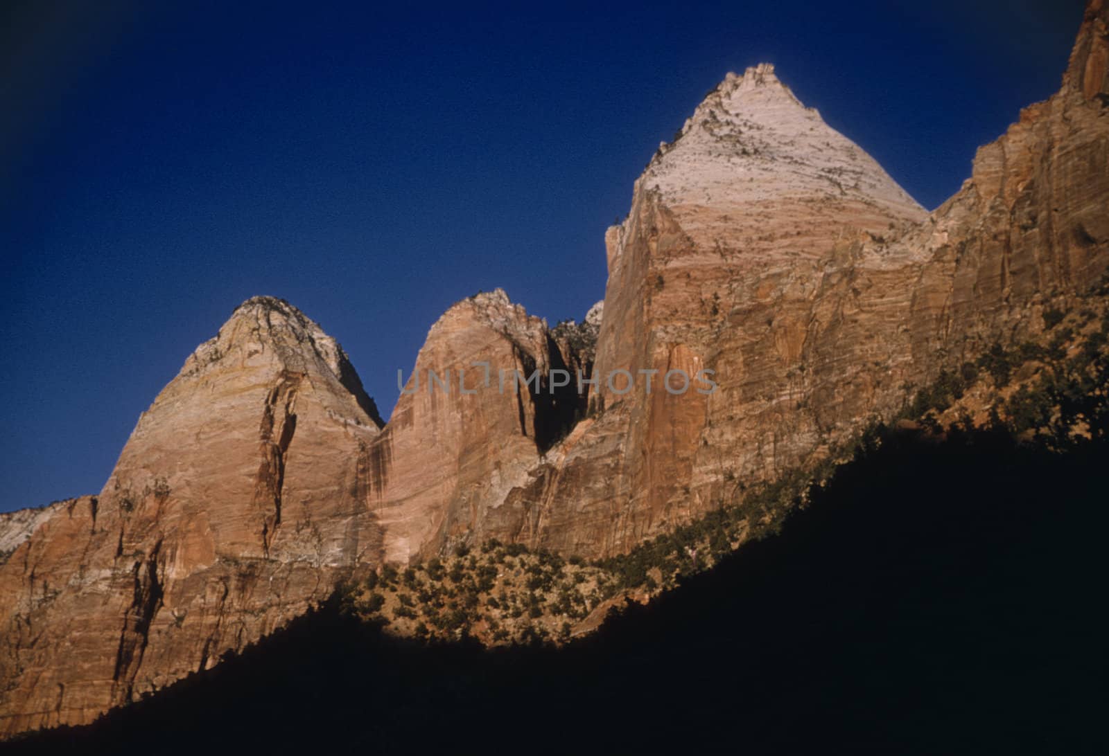 Sandstone cliffs and Rocky Mountains in Zion National Park, Utah