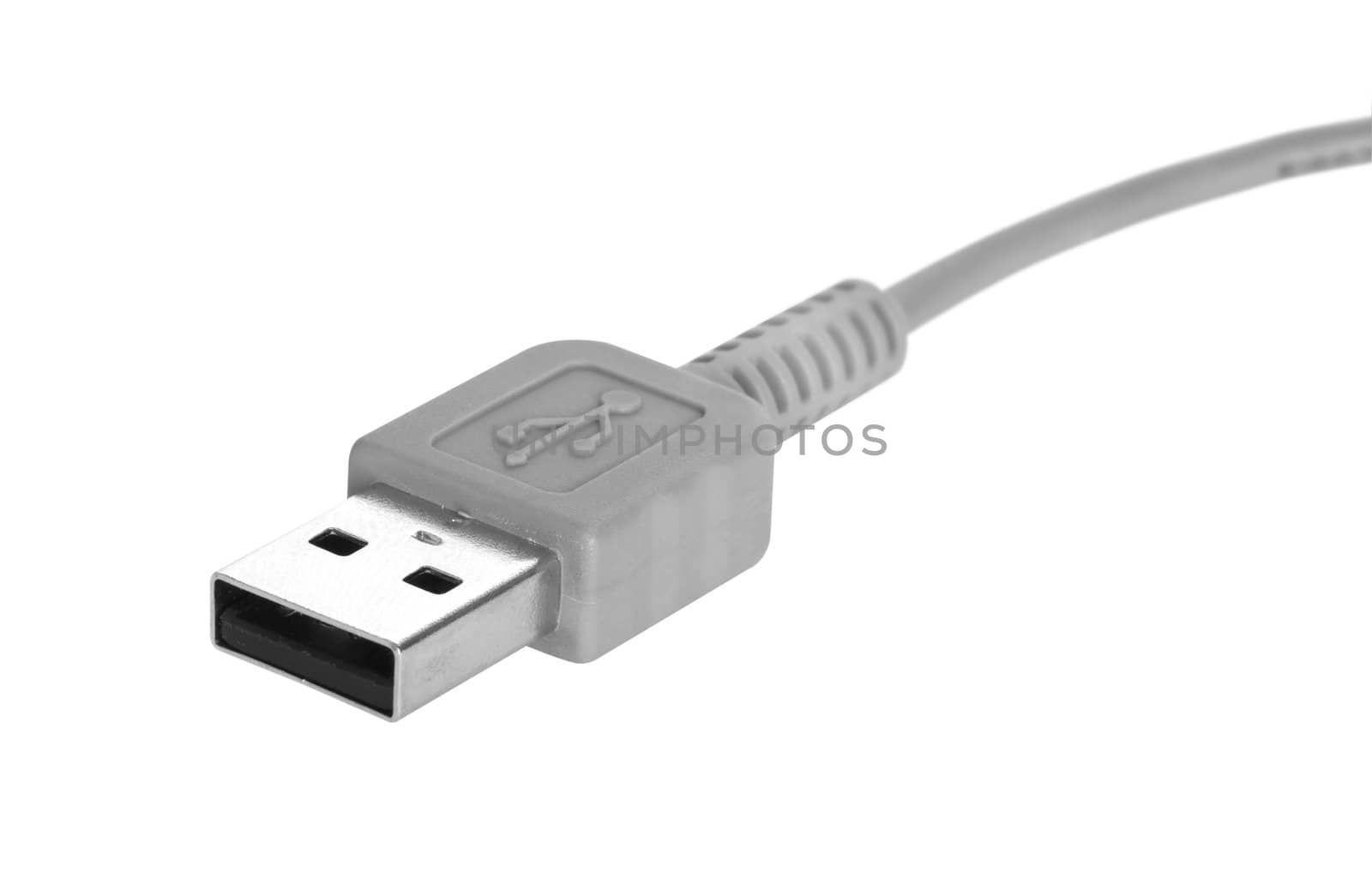 Closeup of USB Conector on White Background