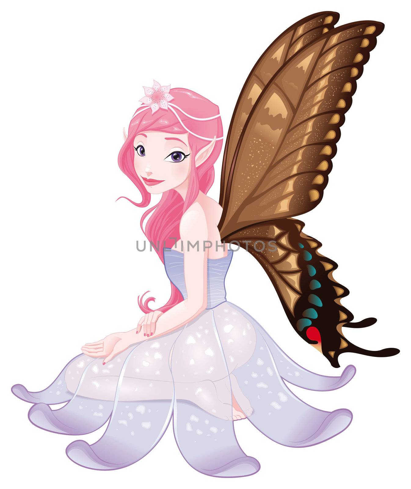 Young fairy. Funny cartoon and vector isolated character.

