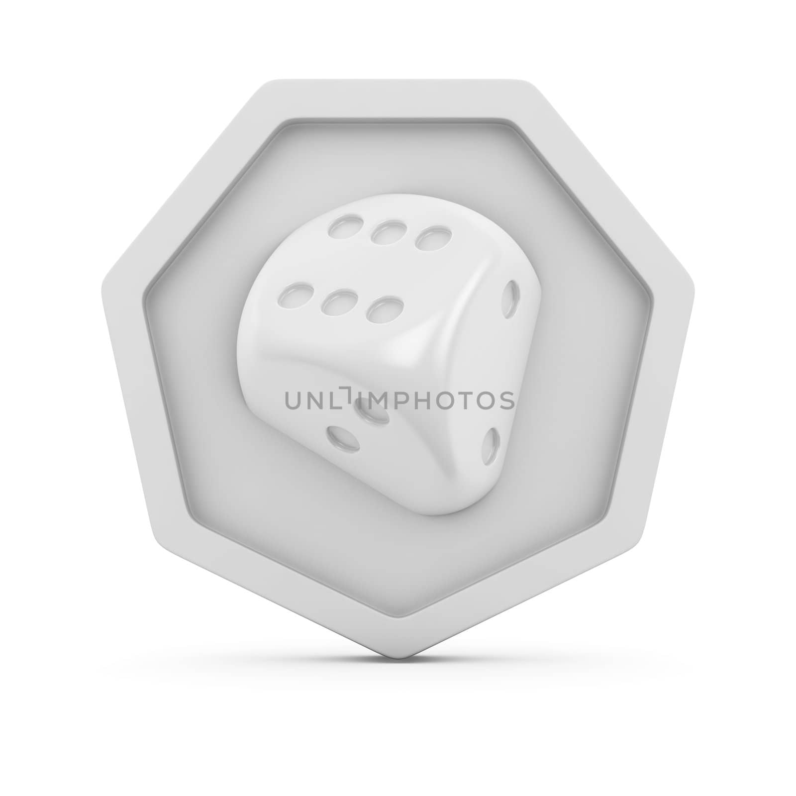 Image of dice on the white badge