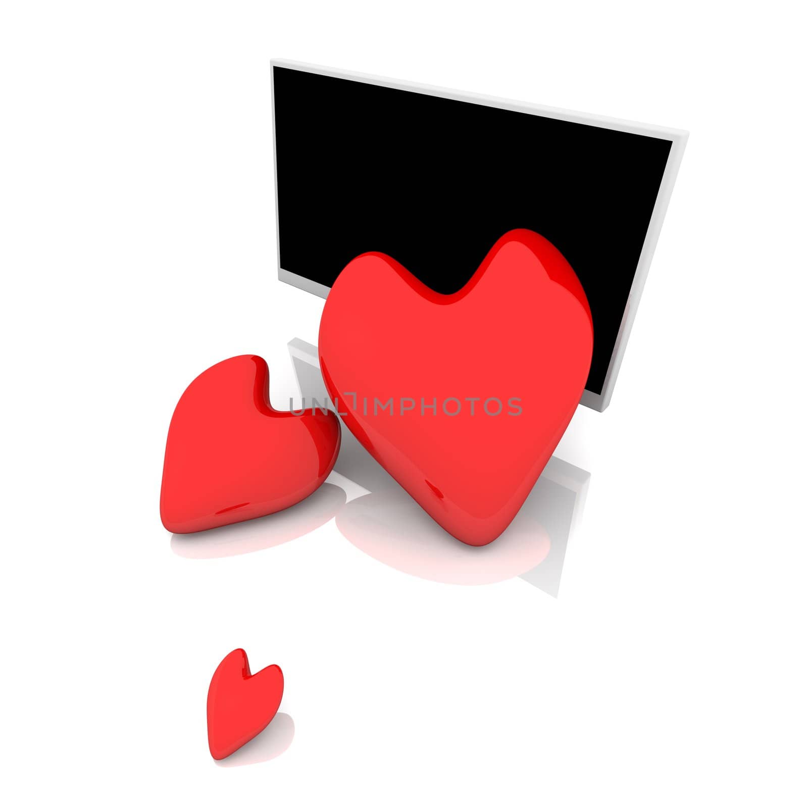 3D Illustration. Widescreen Display and a Heart.
