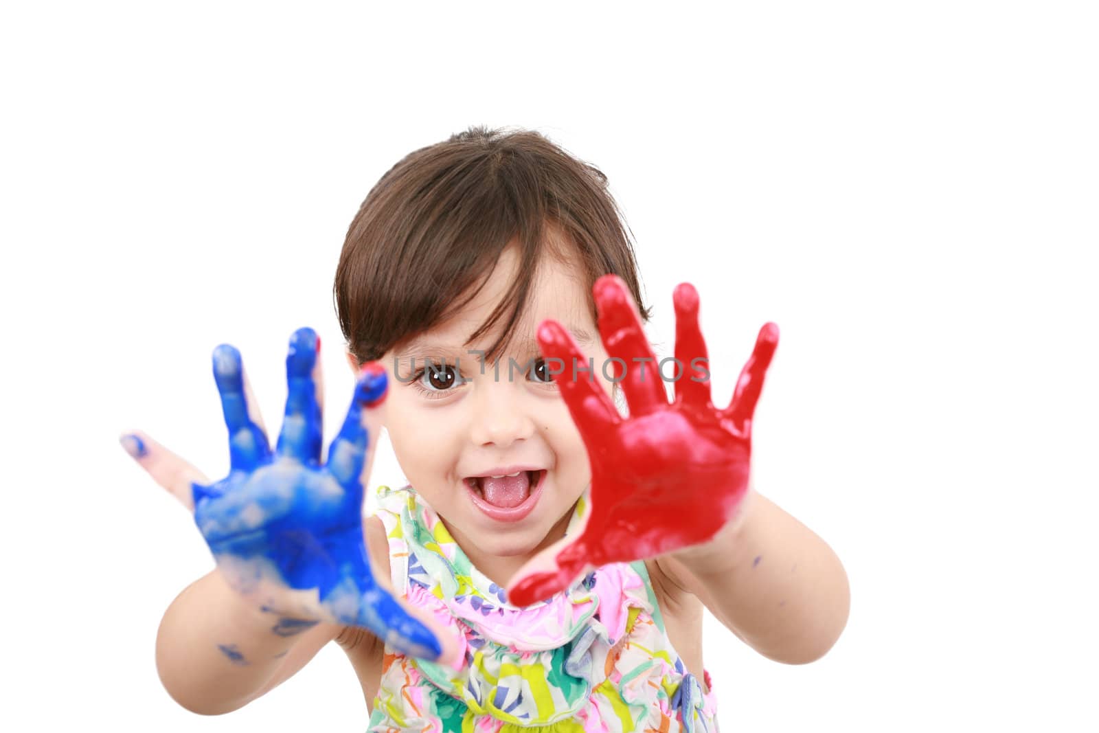 Little girl with painted hands by dacasdo