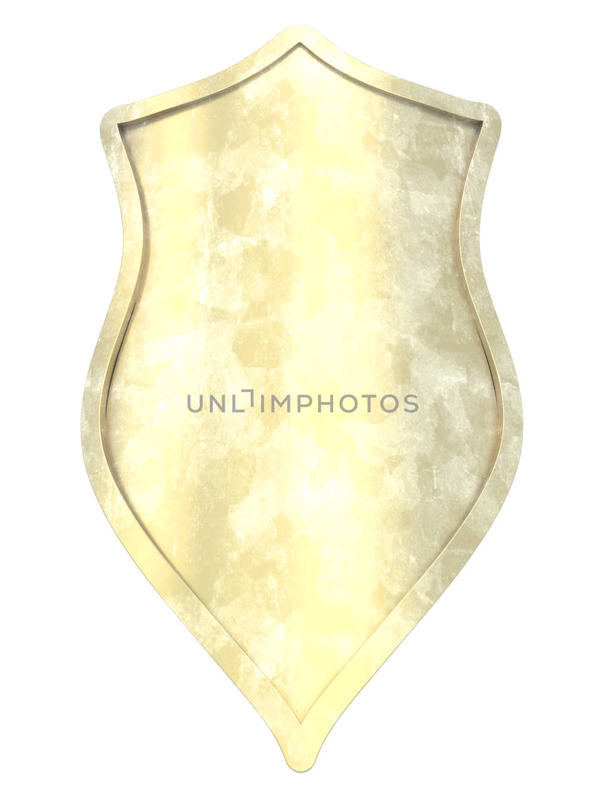 3D rendered Illustration. A fantasy metal shield.