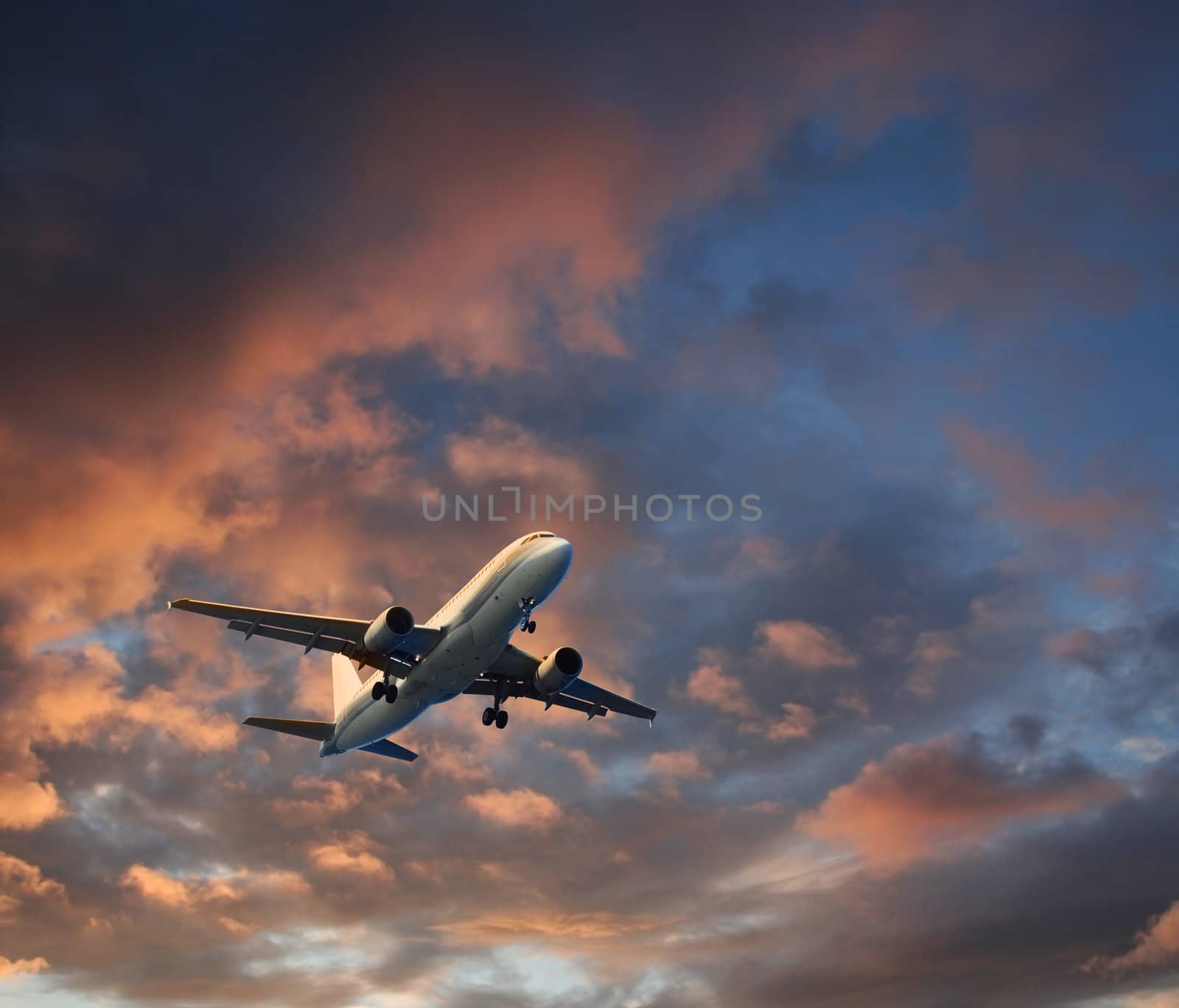 Airplane dramatic cloudscape takeoff by anterovium