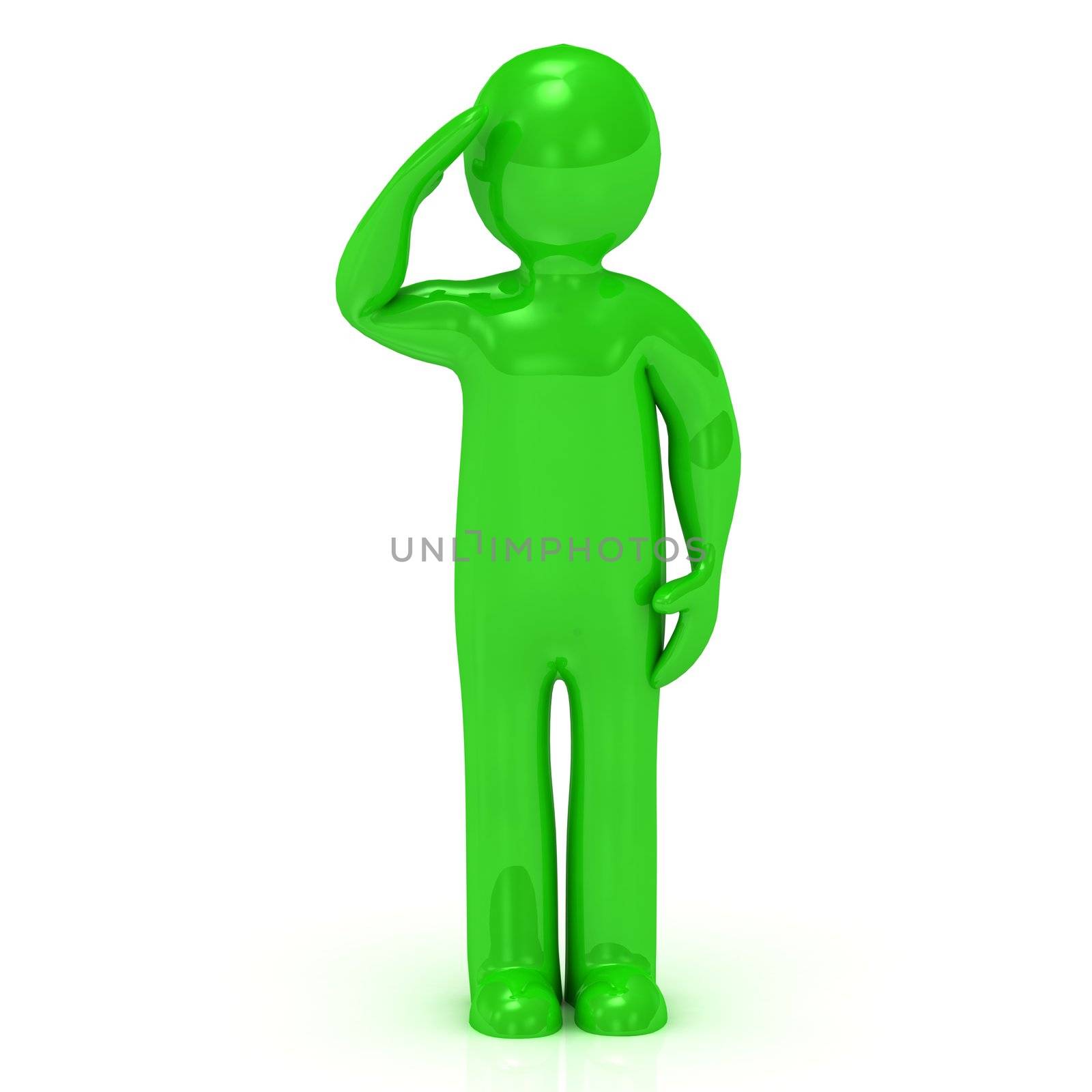 3D green man soldier salutes by GreenMost