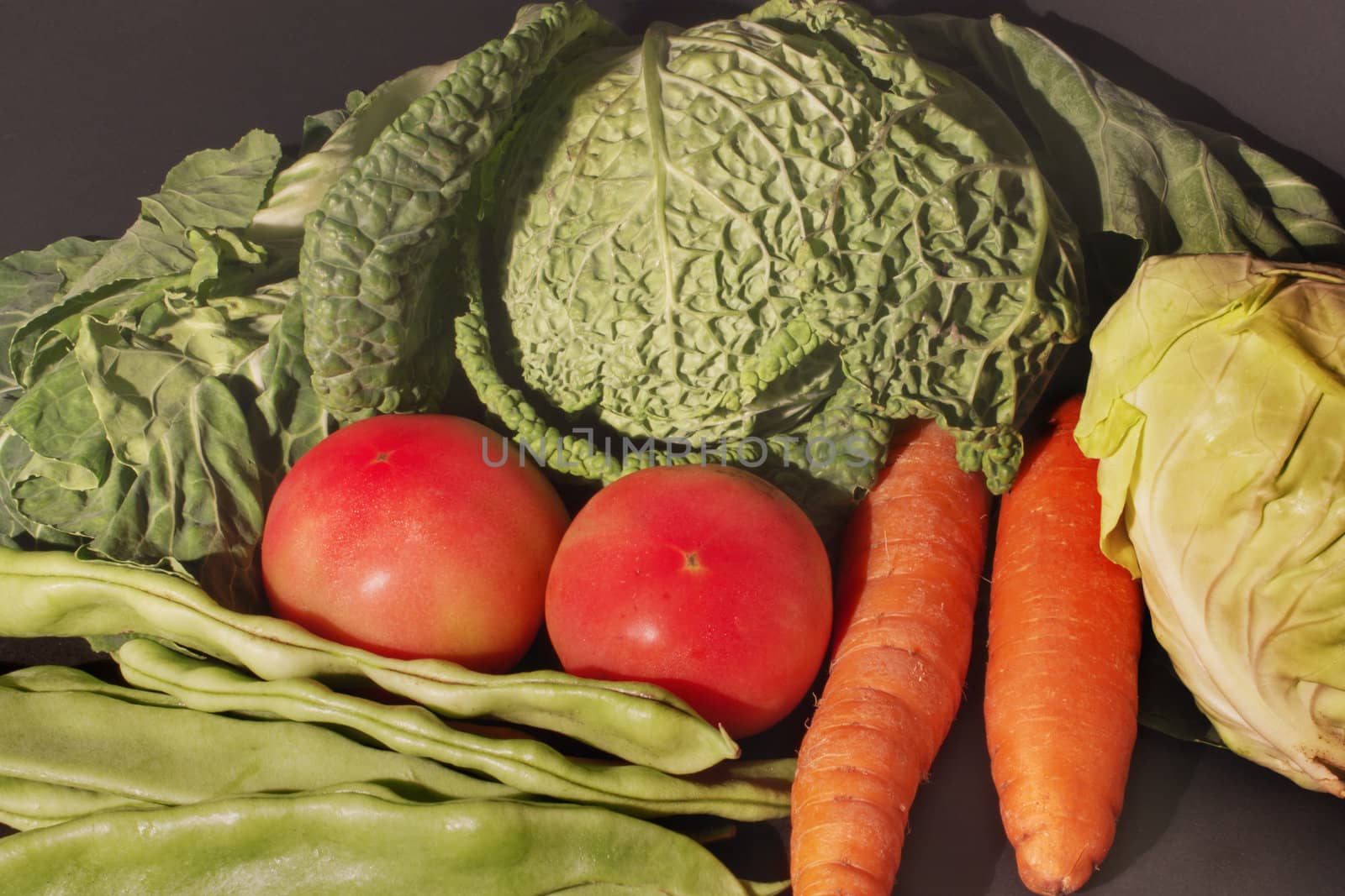 Macro of different types of vegetables