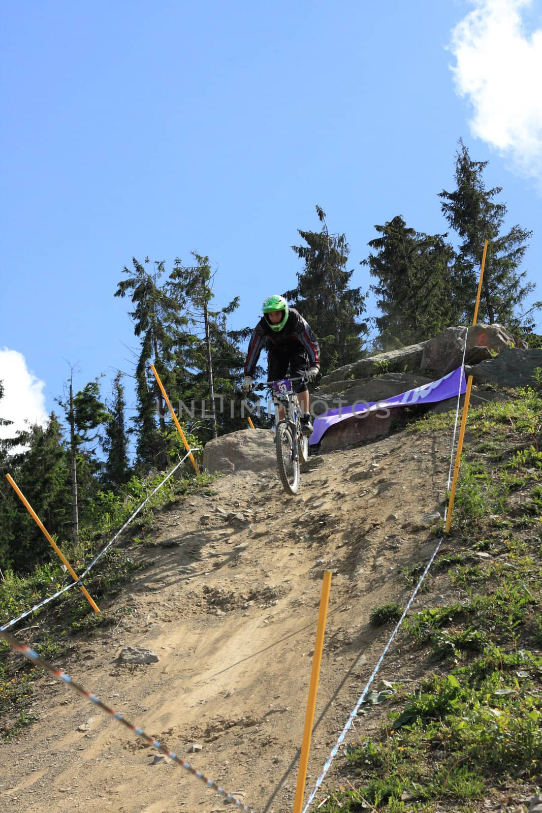 WILLINGEN, GER - JUNE 17, unknown competitor #93, racing at downhill qualification, not qualifying for final race, Willingen, Germany, June 17, 2011