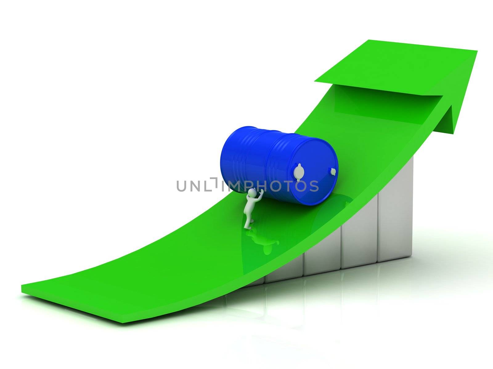 3D small man pushing up the barrel of oil by GreenMost