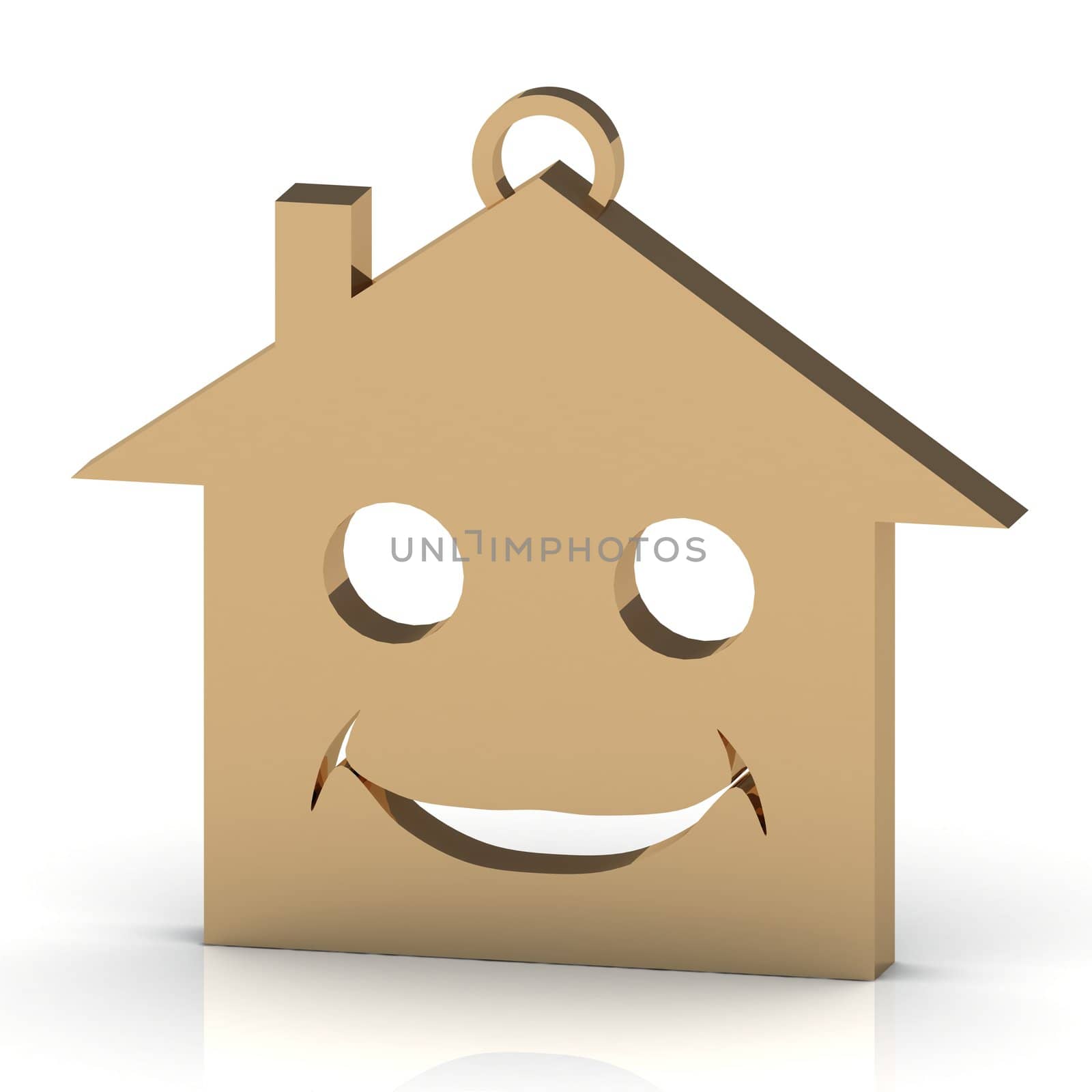 keychain gold house with a beautiful smile by GreenMost