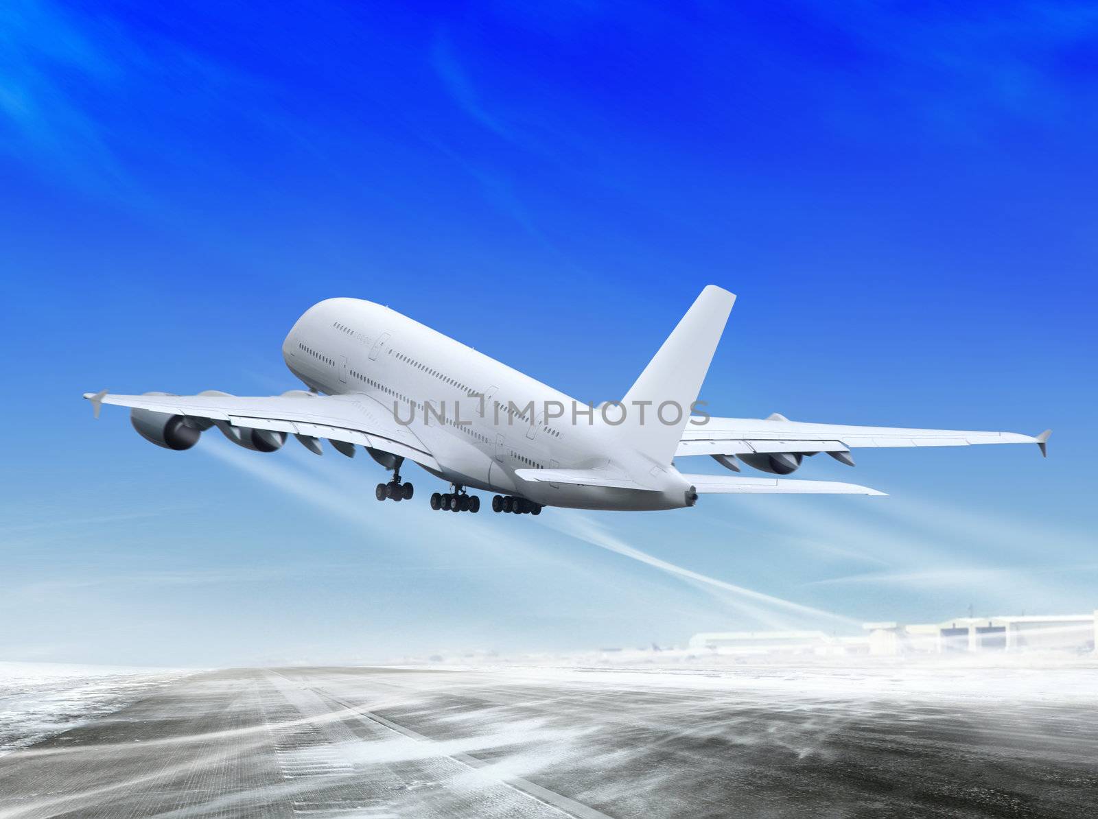 white passenger plane is landing away from airport