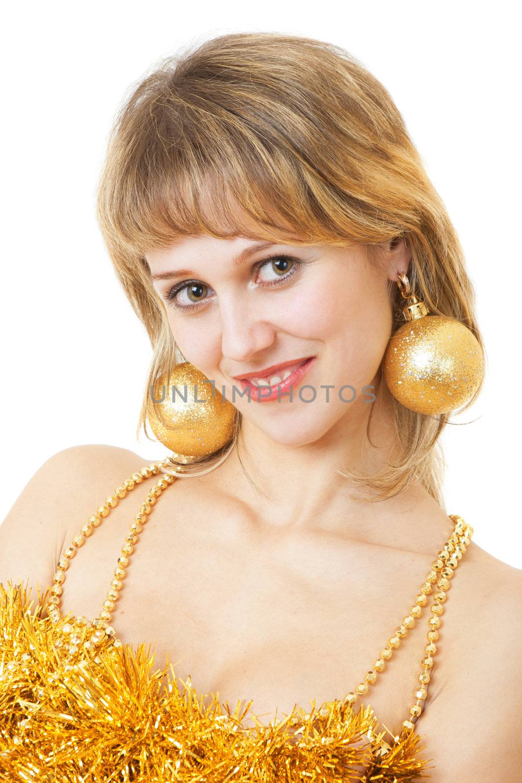 girl with earrings as Christmas balls by vsurkov