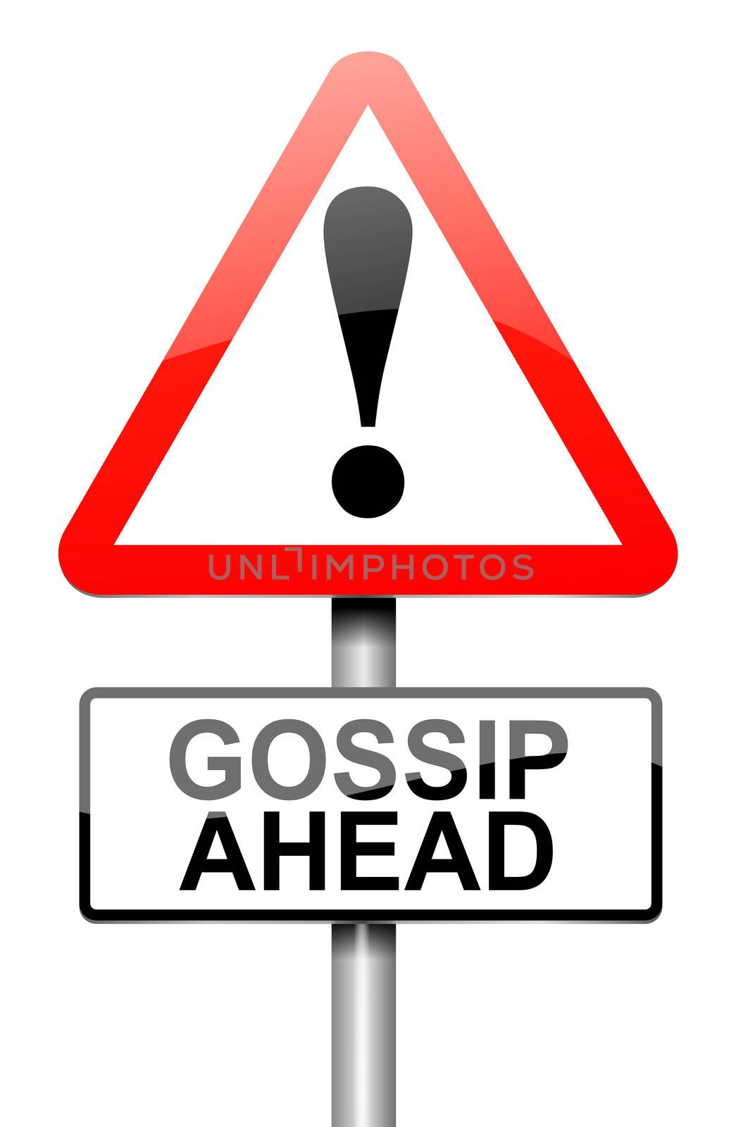 Illustration depicting a roadsign with a gossip concept. White background.