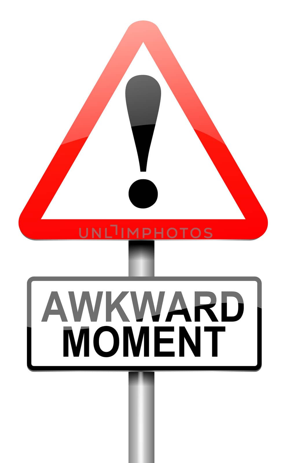 Illustration depicting a roadsign with an awkward moment concept. White background.