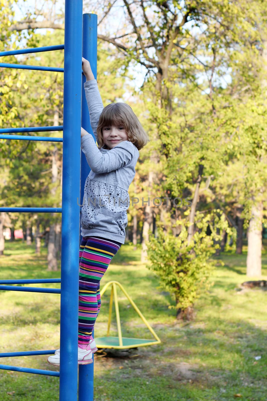 little girl on park playground by goce
