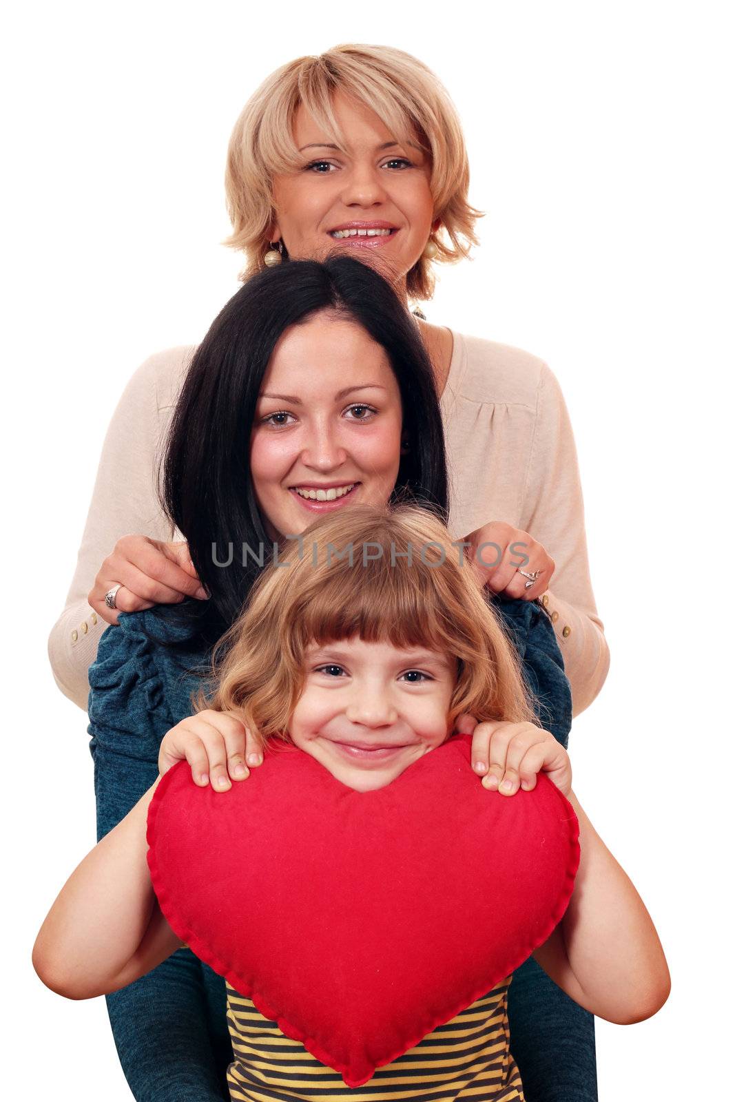 woman teenage and little girl family scene by goce