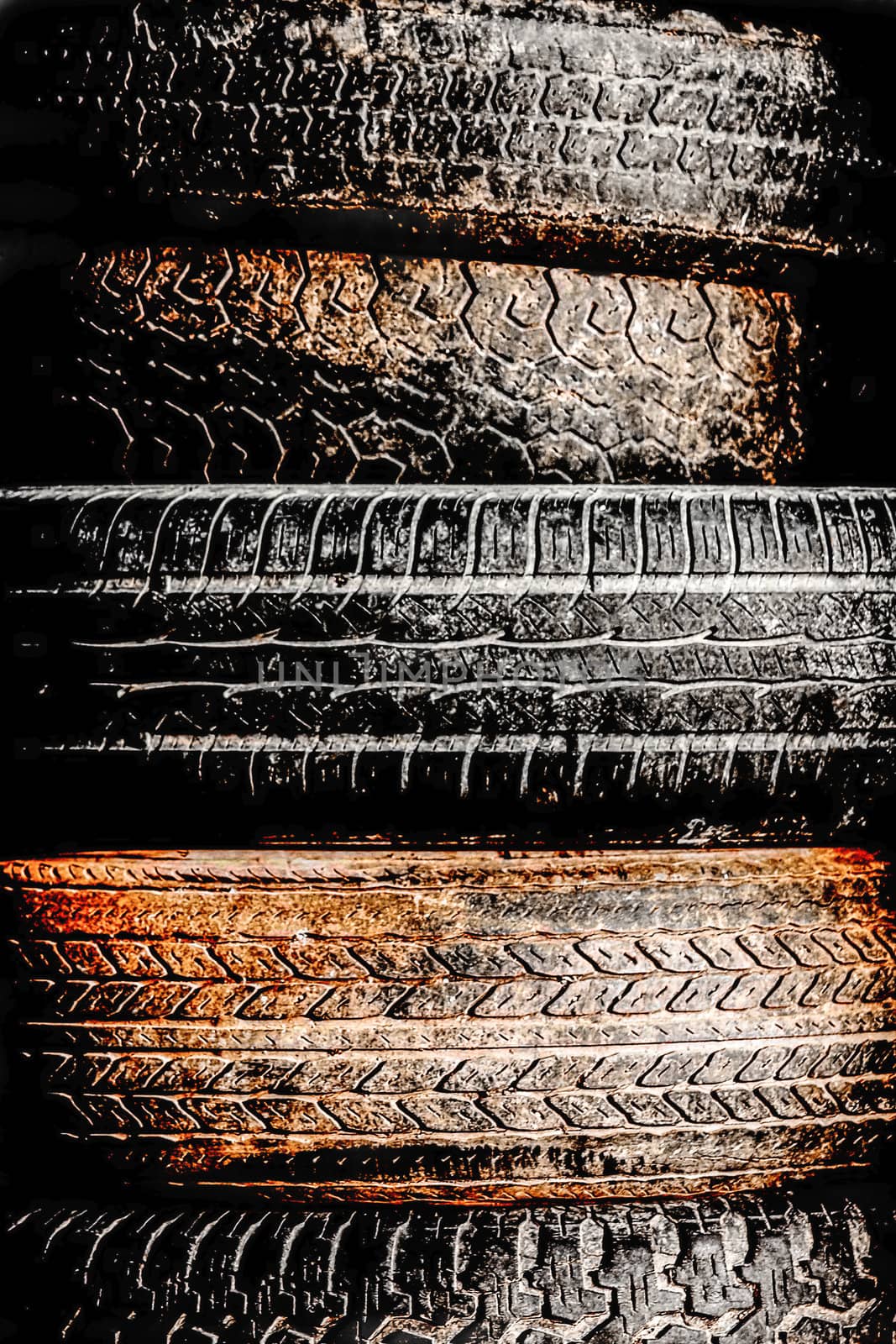 Stacked and Discarded Automotive Tires