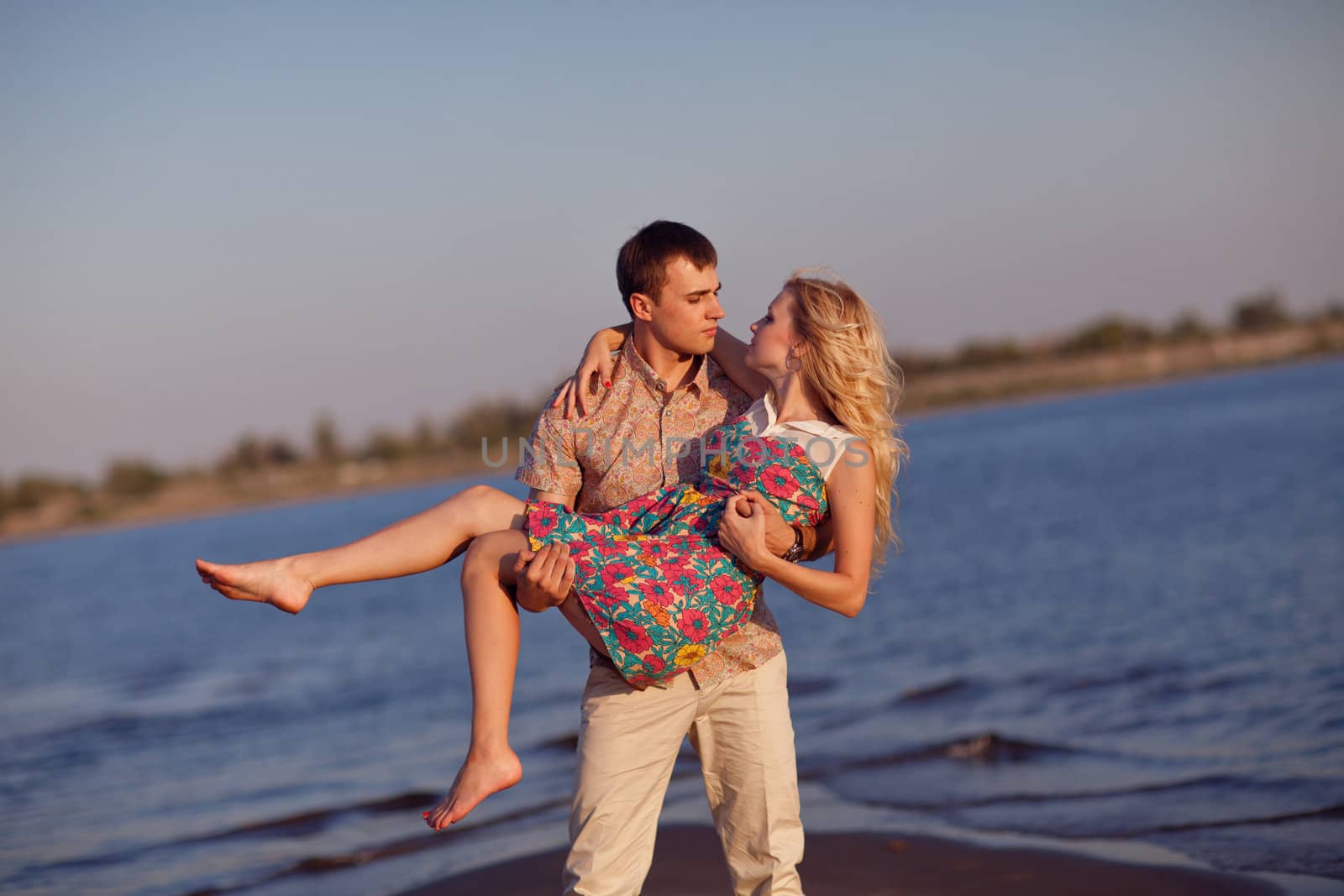 happy couple on the beach