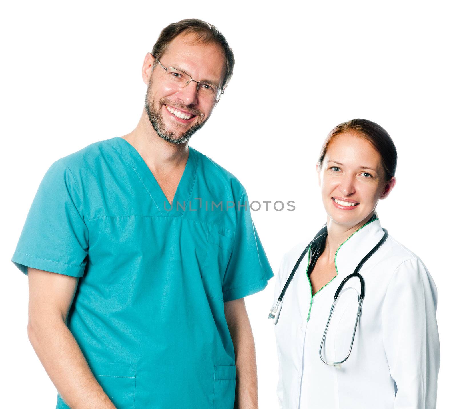 Smiling medical staff isolated on white