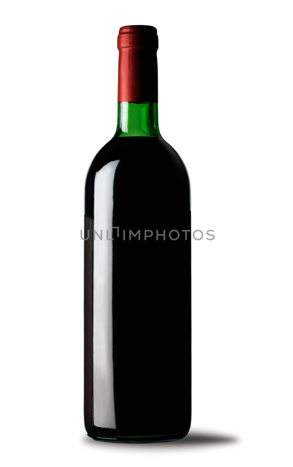 Bottle of red wine on white background. File includes cliping path