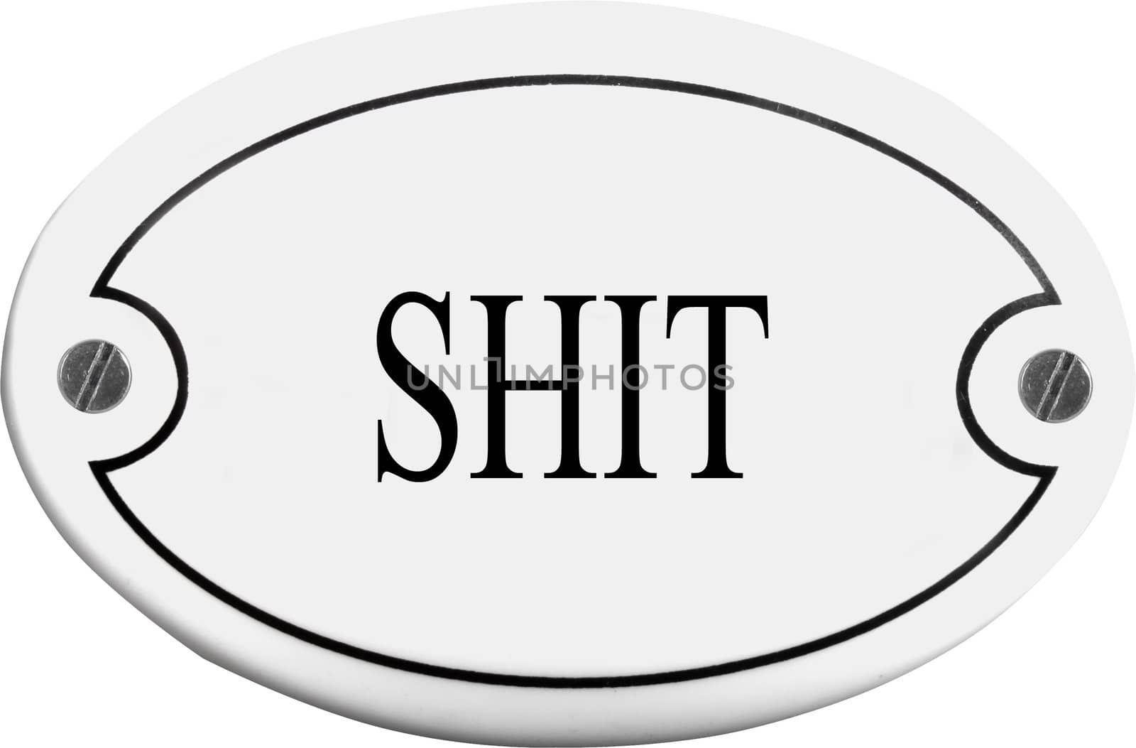 Old-fashioned door name plate  with text shit