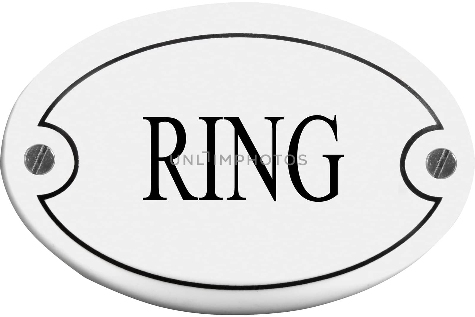 Old-fashioned door name plate  with text ring